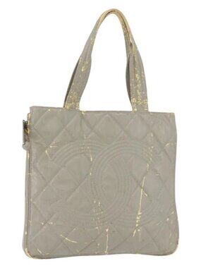 CHANEL Tote Bag Patent leather Gray CC Auth bs22950